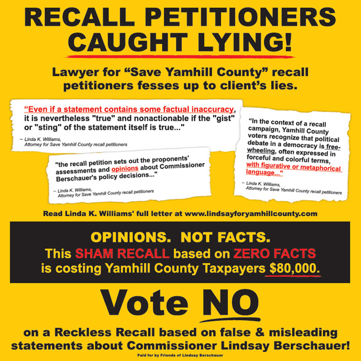 Recall Petitioners Caught Lying - Vote No on the Recall of Lindsay Berschauer