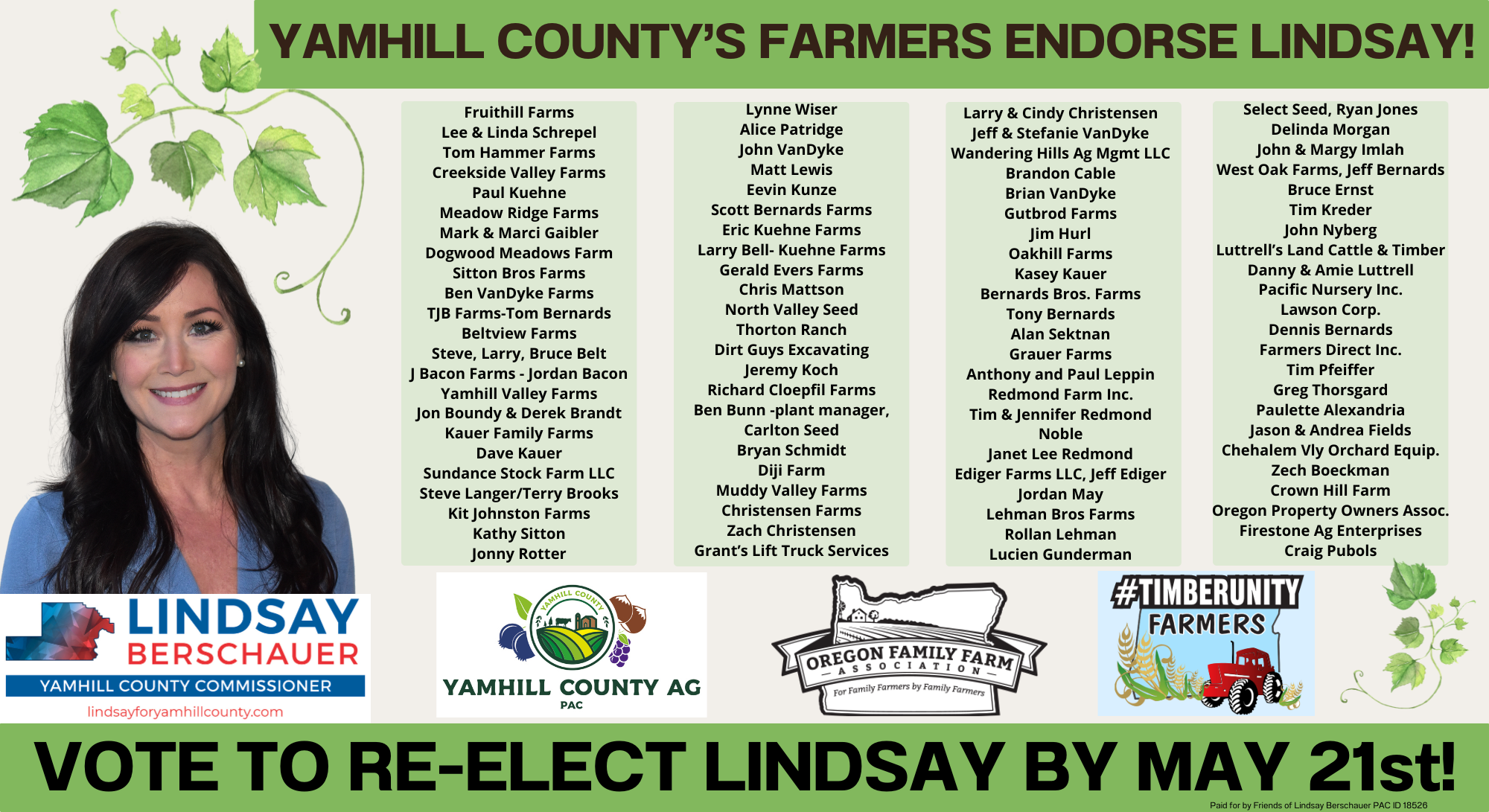 Farmers supporting Lindsay Berschauer